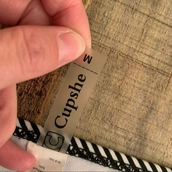 Cupshe women's size medium black and white striped high rise bikini bottom - Picture 5 of 7